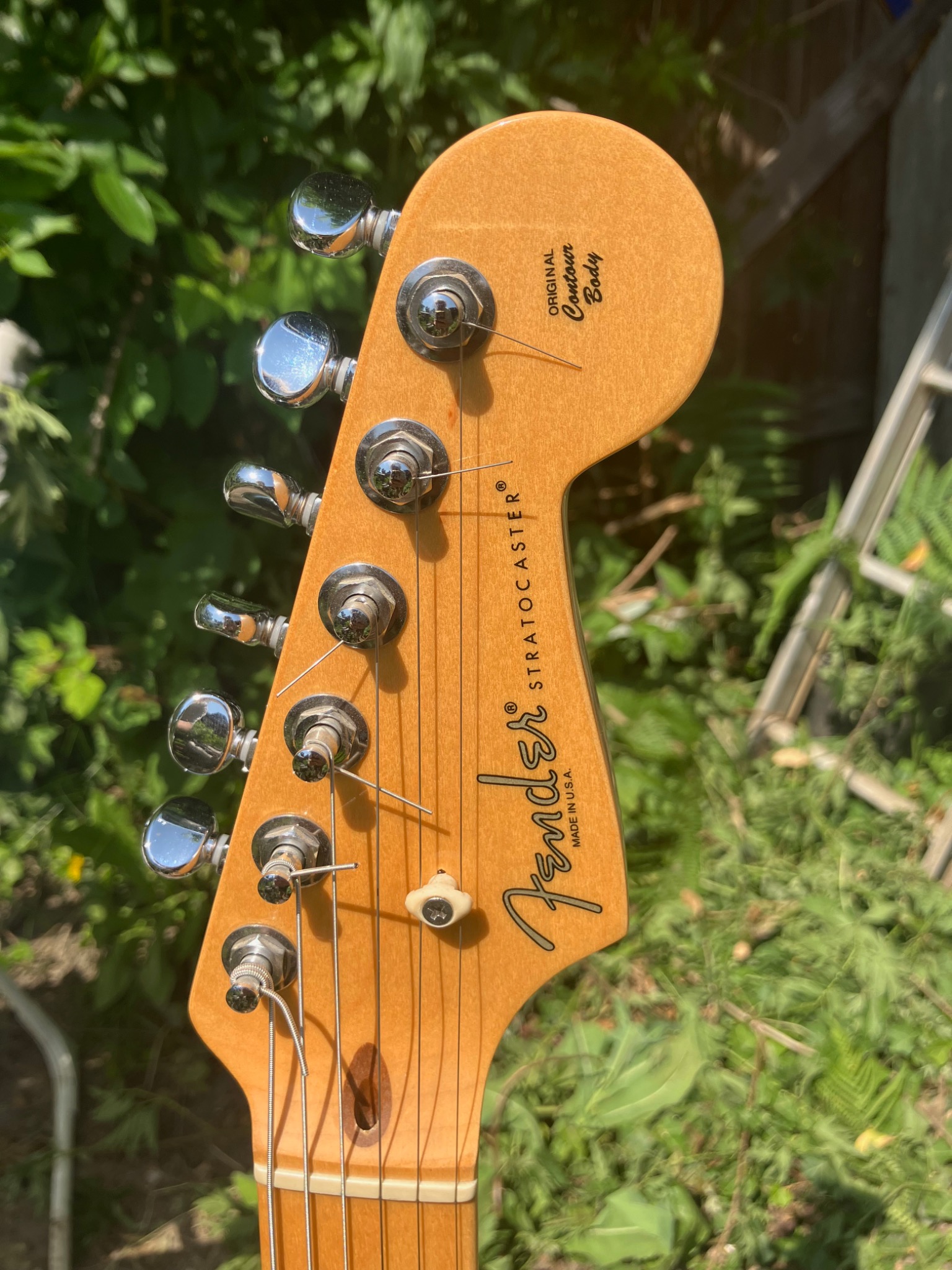 Voorzijde van de kop van de Fender American Standard Stratocaster USA 2013