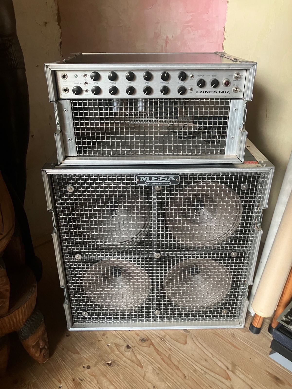 Mesa Boogie Lone Star Classic versterker met 4x10 speakerkast in flightcase totaaloverzicht